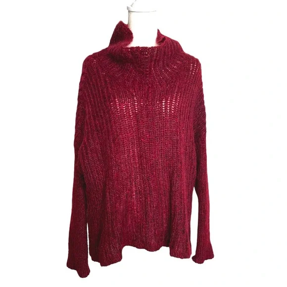 Eileen Fischer womens turtleneck burgendy mohair sweater size m - Picture 2 of 10